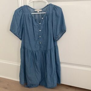 LOFT Light Blue Button-Down Dress